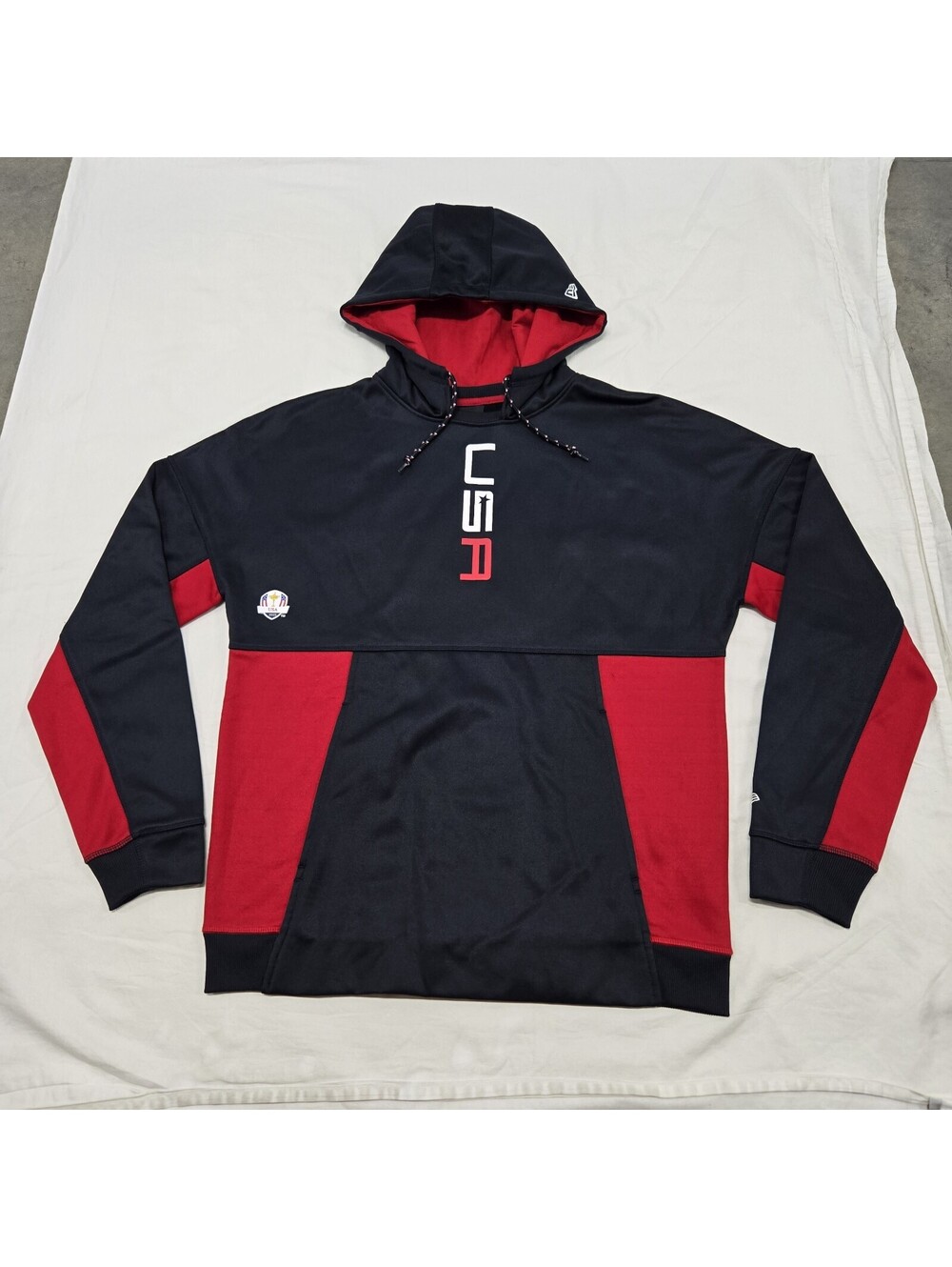 EUC Size LARGE Ryder Cup USA 2023 Hoodie Navy Blue Red Graphic Pullover Golf